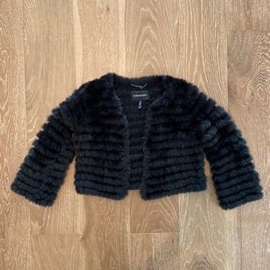 BCBG MaxAzria faux fur black cardigan women’s size XXS